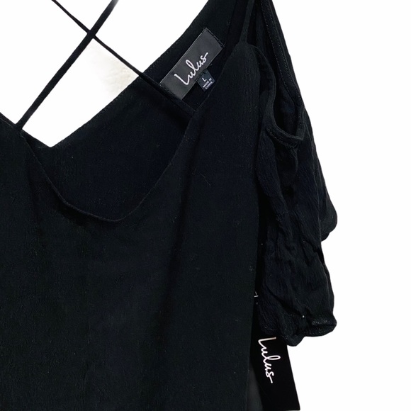 Lulus Afterglow Black Strappy Cold-Shoulder Shift - Picture 11 of 14